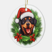 Rottweiler Kerstmis Keramisch Ornament (Links)