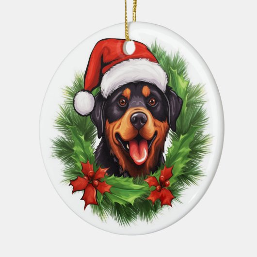 Rottweiler Kerstmis Keramisch Ornament (Links)