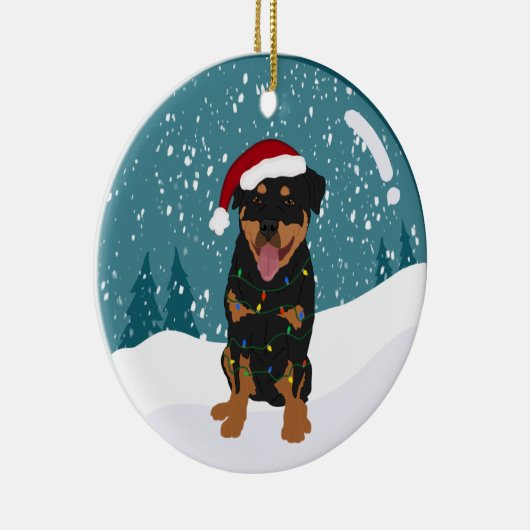 Rottweiler Kerstmis Keramisch Ornament (Rechts)