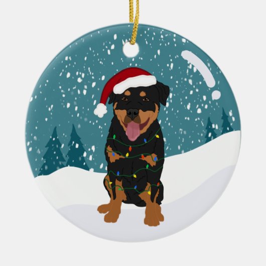 Rottweiler Kerstmis Keramisch Ornament (Voorkant)