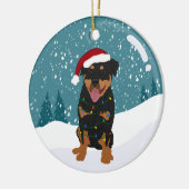 Rottweiler Kerstmis Keramisch Ornament (Links)