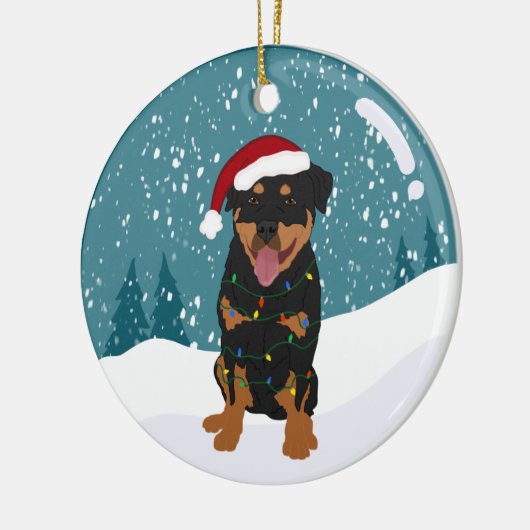 Rottweiler Kerstmis Keramisch Ornament (Links)