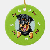 Rottweiler Kerstmis Keramisch Ornament (Voorkant)