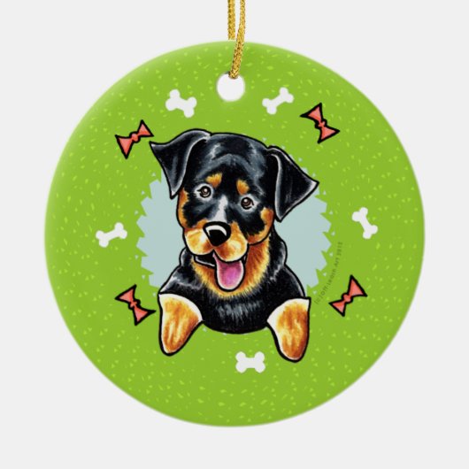 Rottweiler Kerstmis Keramisch Ornament (Voorkant)