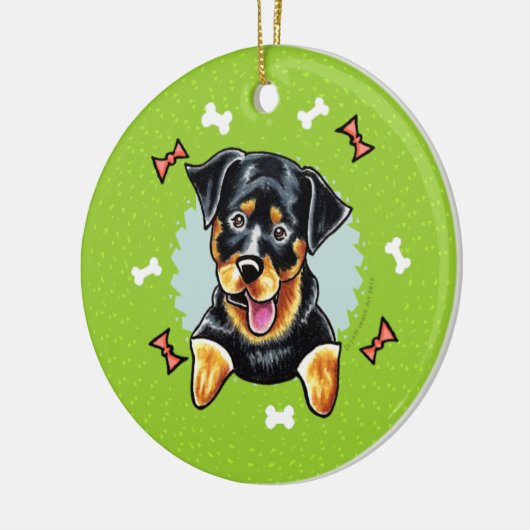 Rottweiler Kerstmis Keramisch Ornament (Links)