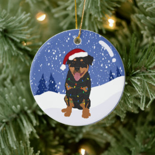 Rottweiler Kerstmis  Keramisch Ornament