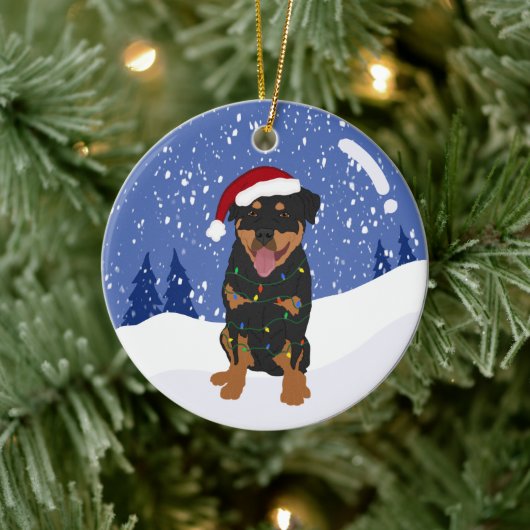 Rottweiler Kerstmis Keramisch Ornament (Boom)