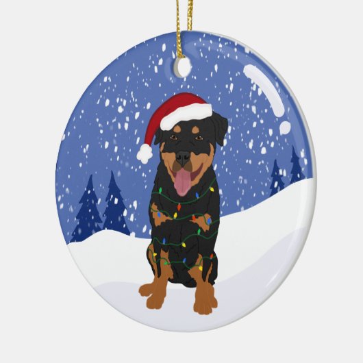 Rottweiler Kerstmis Keramisch Ornament (Links)