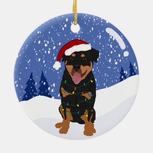 Rottweiler Kerstmis Keramisch Ornament (Achterkant)