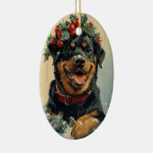 Rottweiler Kerstmis Keramisch Ornament (Rechts)