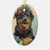 Rottweiler Kerstmis Keramisch Ornament (Links)