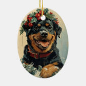 Rottweiler Kerstmis Keramisch Ornament (Achterkant)