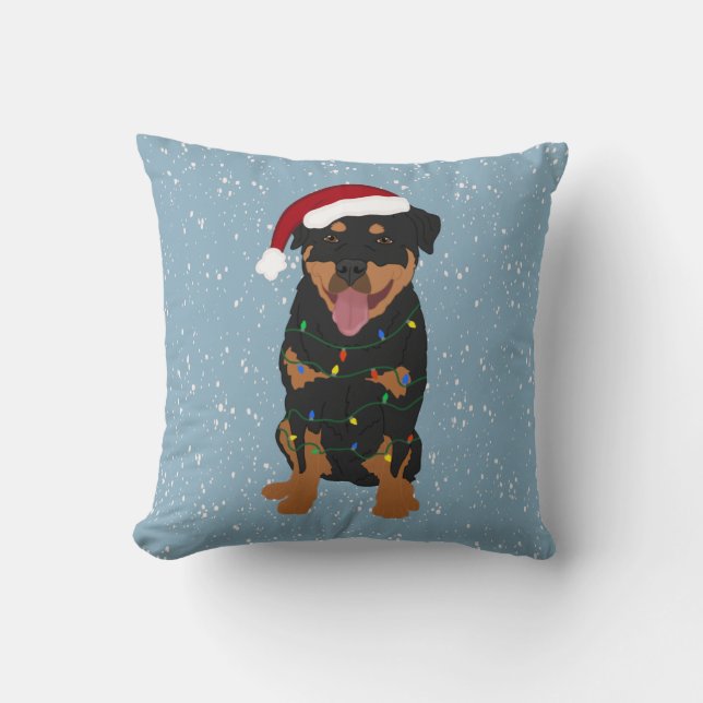 Rottweiler Kerstmis Kussen (Voorkant)