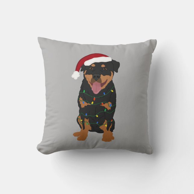 Rottweiler Kerstmis Kussen (Voorkant)