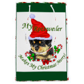 Rottweiler Kerstmis Medium Cadeauzakje (Voorkant)