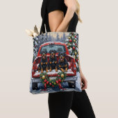Rottweiler Kerstmis Rode Truck Winter Tote Bag (Dichtbij)