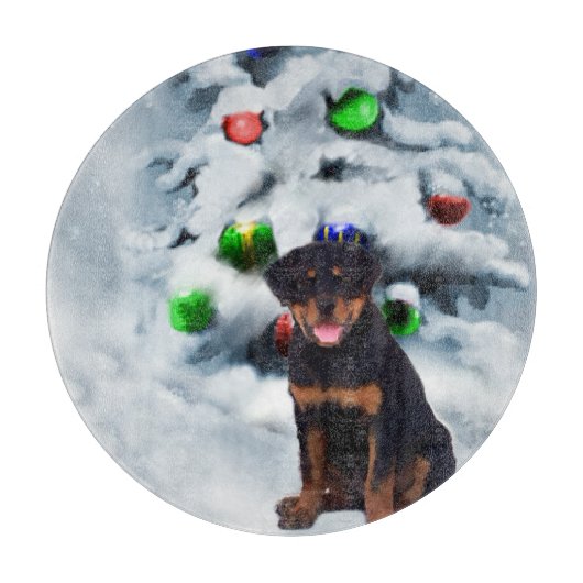 Rottweiler Kerstmis Snijplank (Voorkant)