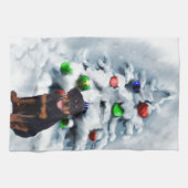 Rottweiler Kerstmis Theedoek (Horizontaal)