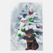 Rottweiler Kerstmis Theedoek (Verticaal)