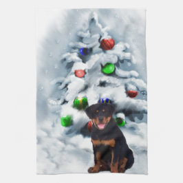 Rottweiler Kerstmis Theedoek