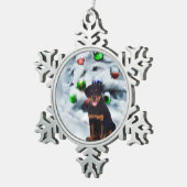 Rottweiler Kerstmis Tin Sneeuwvlok Ornament (Rechts)