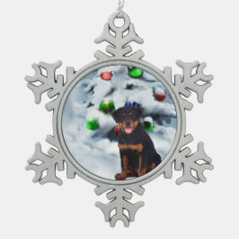 Rottweiler Kerstmis Tin Sneeuwvlok Ornament