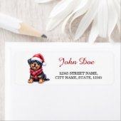 Rottweiler Kerstmuts Kerst Retouradres Etiket (Insitu)