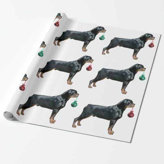 Rottweiler kerstpapier cadeaupapier (Uitgerold)