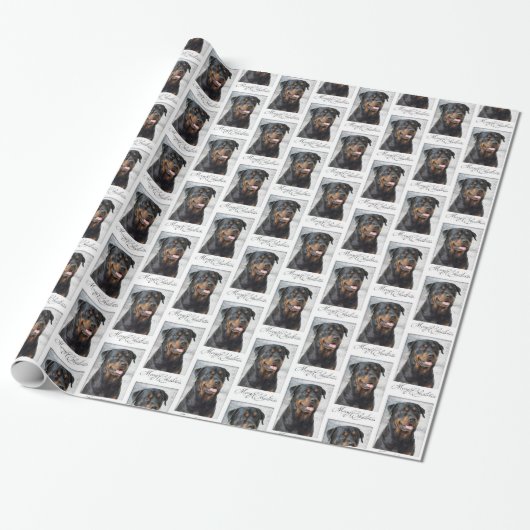 Rottweiler kerstpapier cadeaupapier (Uitgerold)