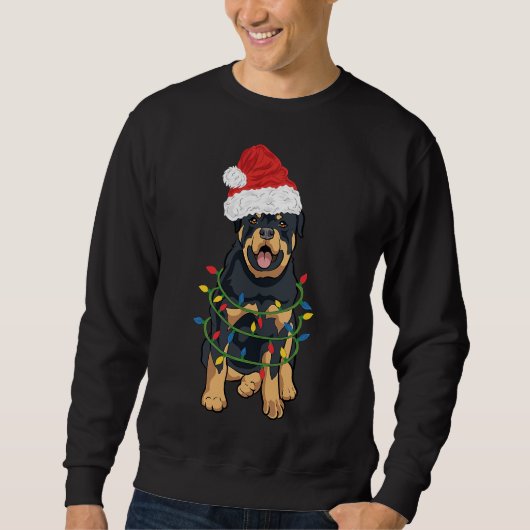 Rottweiler-kerstrottweiler in Santa Hat en L Trui (Voorkant)