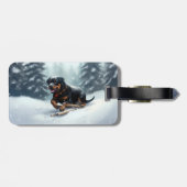 Rottweiler Kerstsneeuw winter Sierkussen Bagagelabel (Achterkant horizontaal)