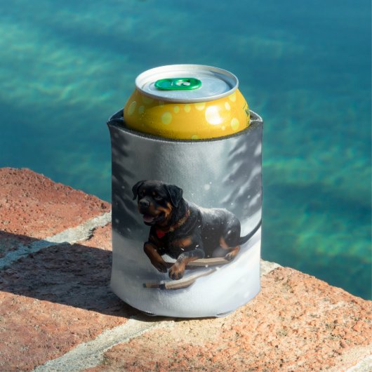 Rottweiler Kerstsneeuw winter Sierkussen Blikjeskoeler (Insitu Zwembad)