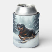 Rottweiler Kerstsneeuw winter Sierkussen Blikjeskoeler (Blikje Voorkant)