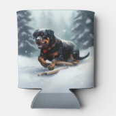 Rottweiler Kerstsneeuw winter Sierkussen Blikjeskoeler (Achterkant)