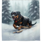 Rottweiler Kerstsneeuw winter Sierkussen Douchegordijn (Voorkant)