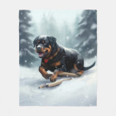 Rottweiler Kerstsneeuw winter Sierkussen Fleece Deken (Voorkant)