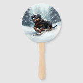 Rottweiler Kerstsneeuw winter Sierkussen Handwaaier (Voorkant)