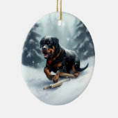 Rottweiler Kerstsneeuw winter Sierkussen Keramisch Ornament (Rechts)