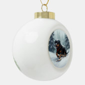 Rottweiler Kerstsneeuw winter Sierkussen Keramische Bal Ornament (Links)