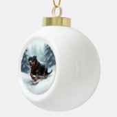 Rottweiler Kerstsneeuw winter Sierkussen Keramische Bal Ornament (Rechts)