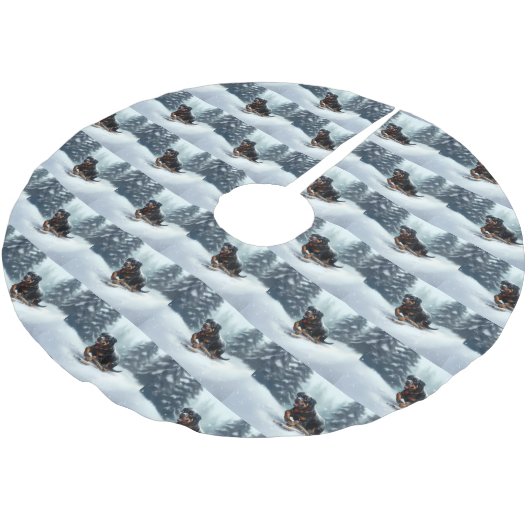 Rottweiler Kerstsneeuw winter Sierkussen Kerstboom Rok (Gekanteld)