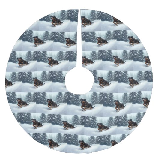 Rottweiler Kerstsneeuw winter Sierkussen Kerstboom Rok (Voorkant)