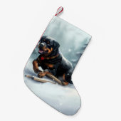 Rottweiler Kerstsneeuw winter Sierkussen Kleine Kerstsok (Voorkant (Hangend))