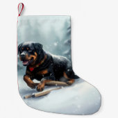 Rottweiler Kerstsneeuw winter Sierkussen Kleine Kerstsok (Voorkant)