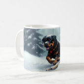 Rottweiler Kerstsneeuw winter Sierkussen Koffiemok (Voorkant links)