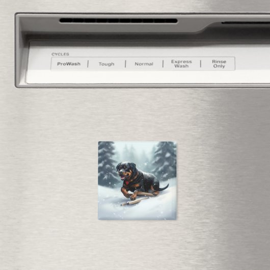 Rottweiler Kerstsneeuw winter Sierkussen Magneet (Insitu (Vaatwasser))