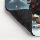 Rottweiler Kerstsneeuw winter Sierkussen Muismat (Hoek)