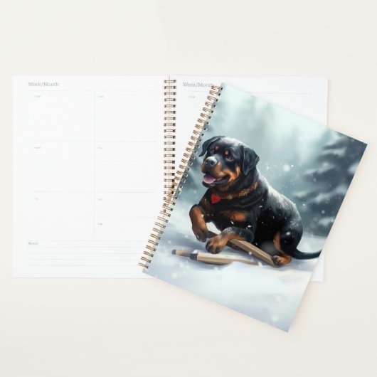 Rottweiler Kerstsneeuw winter Sierkussen Planner (Display)
