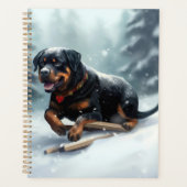 Rottweiler Kerstsneeuw winter Sierkussen Planner (Voorkant)