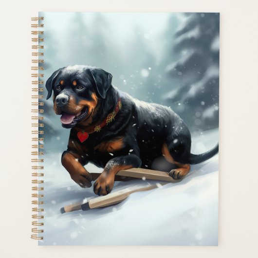 Rottweiler Kerstsneeuw winter Sierkussen Planner (Voorkant)
